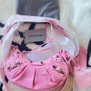 Balenciaga Le Cagole Giant Studs Shoulder Bag BB Denim xs